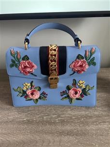 Blue floral gucci on sale bag